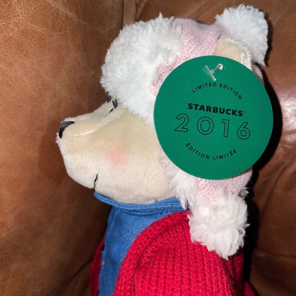 NWT NIB Starbucks® 118th Ed. Bearista® Girl Bear - Pink Trapper Sherpa Hat - Picture 4 of 16